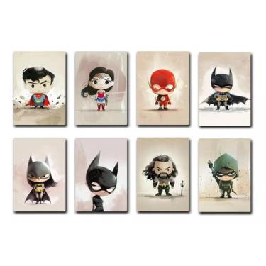 Imagem de Kit 8 Quadros Decorativos Infantil Dc Comics Heróis 20x14cm - Abre Cam