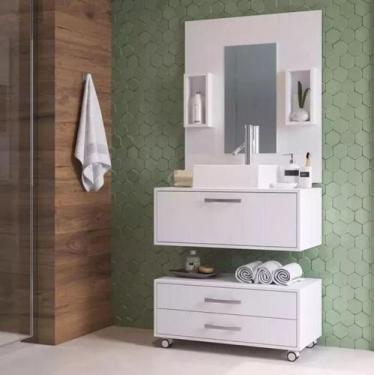 Imagem de Conjunto Gabinete para Banheiro com Cuba Painel e Balcão Completo Bran