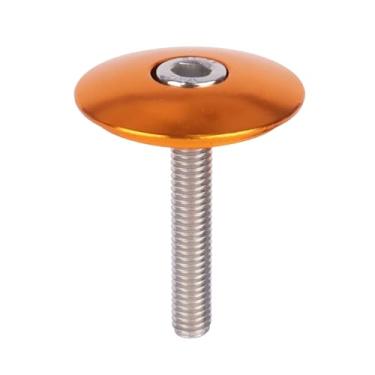 Imagem de YANRUHFL Tampa superior do fone de ouvido de ciclismo de liga de alumínio de 3,8 cm com parafuso de aço inoxidável M6 x 35 mm (ouro)