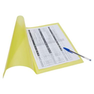 Imagem de Pasta Com Grampo Plástico A4 Oficio Ferragem Polibras 10 Und, Amarelo