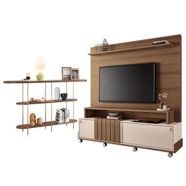 Imagem de Estante Home Theater Bold Off White Castanho e Aparador Infinity Casta