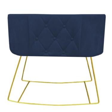 Imagem de Mini Berço Aconchego Com Balanço Suede Azul Marinho D`classe Decor
