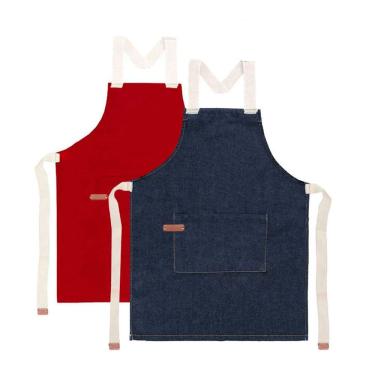 Imagem de Avental Jeans Vermelho Algodao Cozinha Doceria Unissex 2un