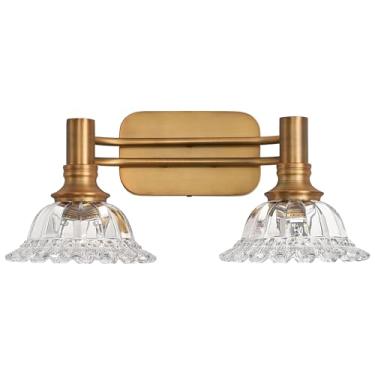 Imagem de ZILANL Luminárias De Banheiro Vintage Latão Com 2 Luzes, Arandelas Parede Para Sala Estar, Quarto/Entrada