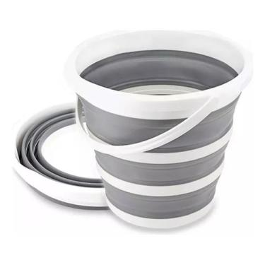 Imagem de Balde Dobrável Retrátil Flexível 10l Silicone Alça Powermaid