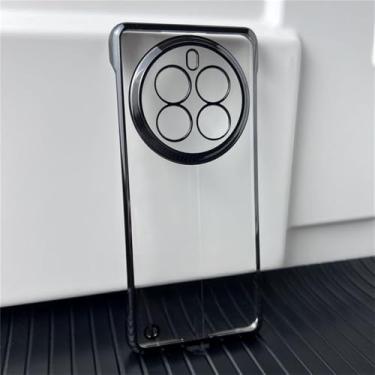 Imagem de Para OPPO Realme 12 Pro plus realme12pro sem moldura ultrafina capa de celular para PC rígido capa de celular à prova de choque capa traseira, preta, para Realme 12 Pro Plus