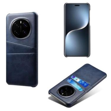 Imagem de Capas Compatível com Honor Magic7 Pro,Caso de couro PU-Tampa de telefone a prova de choque com 2 slots de cartão,Proteção anti-impressão digital e anti-gota-Blue