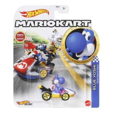 Imagem de Carrinho Mario Kart Bross Hot Wheels Mattel Gbg25 Original, Blue yoshi