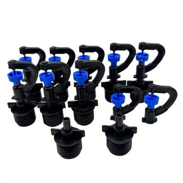 Imagem de 10 peças de bocal atomizador, cabeça de gotejador de nebulização com conector de irrigação por gotejamento, micro pulverizador integrado ajustável, irrigador de gotejamento para tubo de irrigação por