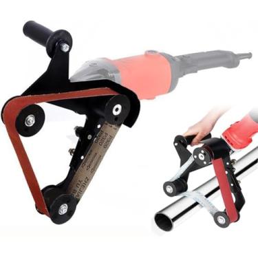 Imagem de DXphita Adaptador De Lixadeira Cinta 5/8-11 Com Rosca Imperial E 5 Cintas Lixa 40 Mm Para Esmerilhadeira Angular, Polimento Tubos, Acessório Polidor, Remoção Ferrugem, Trabalho Em Madeira Metal