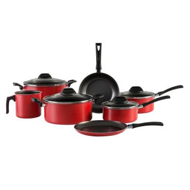 Imagem de Conjunto de Panelas Brinox Garlic 7001/101 Vermelho - 7 Peças