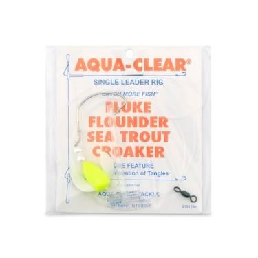 Imagem de Aqua-Clear, Equipamento Spin-N-Glow, linguado/fluke/truta marinha/croaker, gancho de abertura larga de 3/0 níquel, giratório AFW, 40 lb / 18 kg Grand Slam Mono, T-Standoff, Chartreuse, pérolas