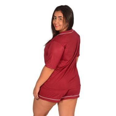 Imagem de Kit 1 Pijama Americano PLUS SIZE Curto de Botão +3 Sutiãs Amamentação 