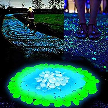 Imagem de XIAN 200 peças Pedras brilhantes para jardim escuro Pedras brilhantes para caminhadas Jardim Caminho Pátio Gramado Jardim Jardim Pedras luminosas, Decoração de tanques de peixe de passarela