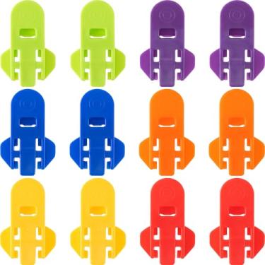 Imagem de Pndeyo 12 peças de abridor de latas fácil manual, abridores de abas de plástico para refrigerante e cerveja, protetor de lata de bebidas para festa de churrasco pop coca-cola na praia - amarelo, roxo