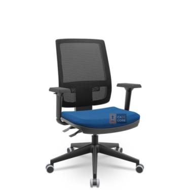 Imagem de Cadeira Brizza Tela 3D BackPlax Piramidal Sem Apoio NR17 Plaxmetal (Poliéster Azul)