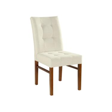 Imagem de Cadeira Omega Treo Made Móveis Madeira Maciça Cores Neutras Revestida Com Tecido Lindo Para Sala De Jantar Ou Cozinha