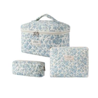 Imagem de Bolsa de maquiagem uekeboag acolchoada de algodão floral para viagem, 