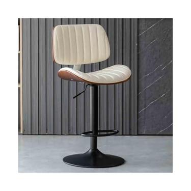 Imagem de hezhuhe2258 Banqueta de bar leve de luxo para cadeira de bar bancos altos giratórios cadeiras de ilha encosto europeu (branco)