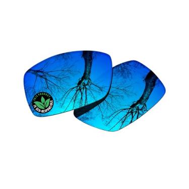 Imagem de Raydi Lentes de reposição de policarbonato para óculos de sol retangulares Costa Del Mar Corbina - Espelho azul gelo - Polarizado