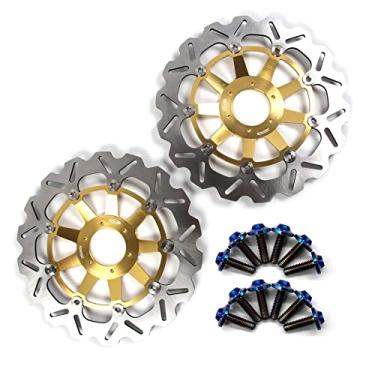 Imagem de Arashi Discos de freio dianteiro Rotores com parafusos de montagem para Honda CBR1100XX 1999-2007, CB1284 CB1300 2000-2003, acessórios de substituição de motocicleta dourados