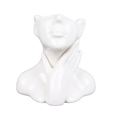 Imagem de Pilipane Vaso de rosto feminino estilo nórdico elegante vaso de flores de cerâmica suave decoração para sala de estar e jardim