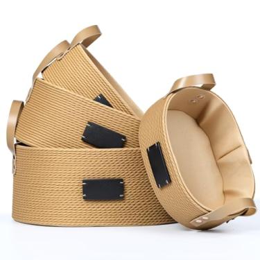 Imagem de e esscopro 4 cestos pequenos de vime para organização, cesta de armazenamento de corda de papel reciclado, cesto oval de presente de corda para prateleira, gaveta de armário de banheiro, organizador