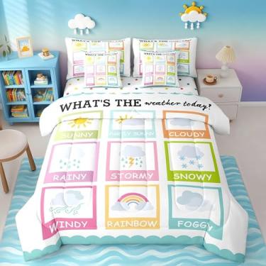 Imagem de Feelyou Conjunto de cama educativa para crianças, solteiro, 7 peças, para decoração de quarto de crianças, jardim de infância e adolescentes, 7 peças