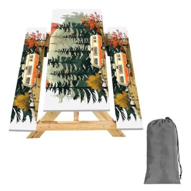 Imagem de KENOBEE Capa de mesa de piquenique com capas de banco de 1,8 m, 3 peças, toalha de mesa impermeável à prova de vento com bolsa de cordão, mesas e assentos retangulares ajustados, 183 cm, RV Serenity