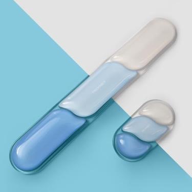 Imagem de TECKNET Descanso de pulso de gel de silicone para teclado de computador, conjunto ergonômico de descanso de pulso de gel transparente para alívio da dor, almofada de suporte de pulso confortável de