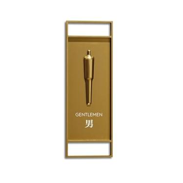 Imagem de ZENZEA Placa de banheiro 12 x 35 cm tamanho leve luxo estilo personalizado placa de porta de banheiro de metal, placa de banheiro de alta qualidade para hotel e homestay, vaso sanitário, logotipo