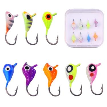 Imagem de Pezlun Kit de anzóis de pesca no gelo Essenciais Iscas de Pesca no Gelo para Iniciantes Prenderem Peixes Grandes e Carretel na Diversão (C8 peças)