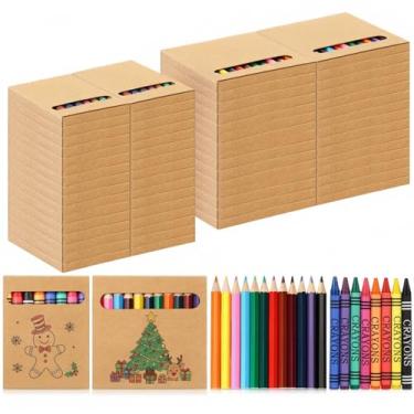 Imagem de Weekgrat 60 conjuntos de lápis de cor pré-afiados e giz de cera a granel de volta às aulas, pacote de férias em caixa, mini lápis de cera, suprimentos para professores, presentes fofos de volta às