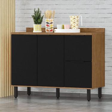 Imagem de Balcão Para Pia Módulo De Cozinha 120cm - Toscana Freijó/nero