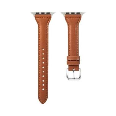Imagem de Pulseira De Couro Slim Para Apple Watch Band Ultra 49mm Série 10 7 8 9