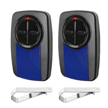 Imagem de XDTKML Controle remoto universal de porta de garagem 380UT 375UT compatível com Chamberlain Liftmaster Linear Genie Wayne Controle remoto de porta de garagem com 2 botões azuis, 2 peças