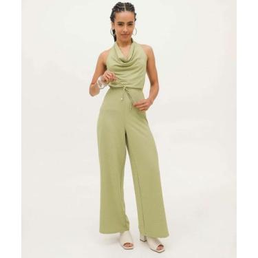 Imagem de Calça Pantalona Feminina Textura Marisa-18064, Verde, G