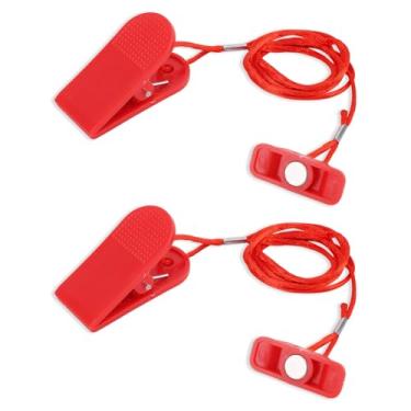 Imagem de 2 Conjunto de Chaves Segurança Magnéticas Universais para Esteira Ergométrica, Interruptor de Parada Emergência Magnético Retangular Compatível com a Maioria das Esteiras e Aparelhos Corrida