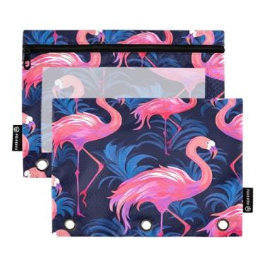 Imagem de Wassud Pastas de fichário com 3 furos, pasta organizadora de fichário de flamingo, pasta de arquivo para escritório em casa, pacote com 2