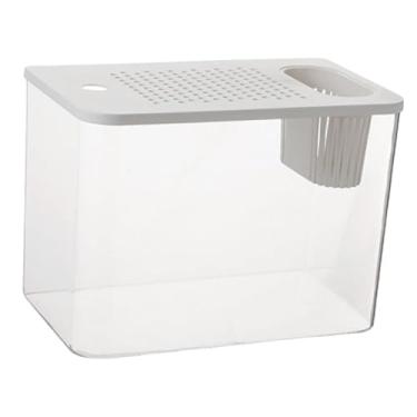 Imagem de Fenteer Terrário para répteis, caixa de alimentação, suprimentos, habitat, gaiola, aquário pequeno para peixes, aquário para peixes betta, Tampa Branca