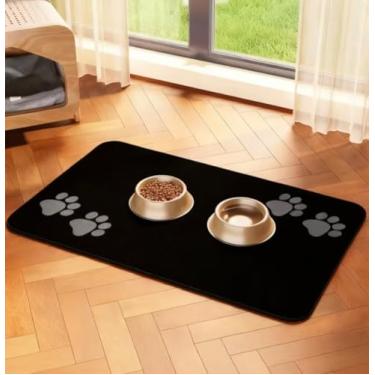 Imagem de Tapetes de porta antiderrapantes com impressão de pata de cachorro com raspador de sapato, lavável na máquina, tapete de entrada de fibra ultrafina, suporte de borracha para lama e patas molhadas