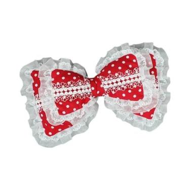 Imagem de Laço De Cabelo Lolita Extra Grande Feito À Mão Com Renda E Poás, Acess
