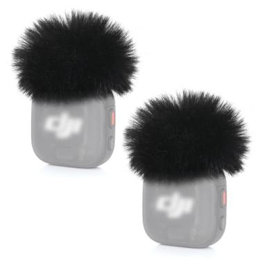 Imagem de Protetor de vento para transmissor DJI Mic 3 - 2 pacotes de capa peluda à prova de vento adequada para microfone sem fio DJI 3 para reduzir o ruído do vento, filtro pop da YOUSHARES (preto)