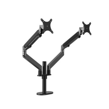 Imagem de BEGWVDJTP Suporte de tela dupla para monitor duplo mola a gás liga de alumínio braçadeira de mesa de escritório (cinza escuro)