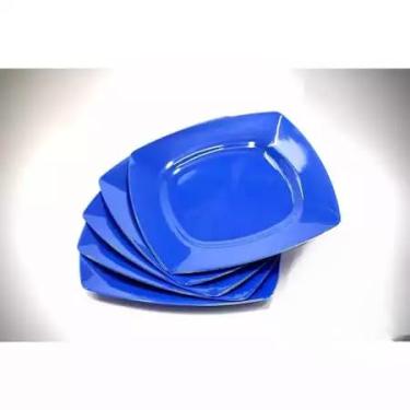 Imagem de Prato Sobremesa Quadrado (Azul,12)
