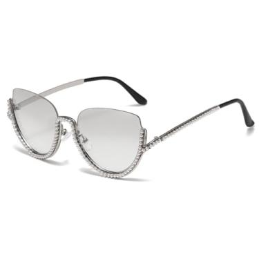 Imagem de HPIRME Óculos de luxo com meia armação metálica, estilo retrô, estilo punk (BY3749-C6)