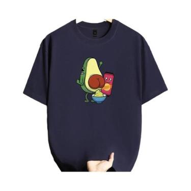 Imagem de Camiseta Masculina Casual De Verão, Algodão, Manga Curta, Gola Redonda