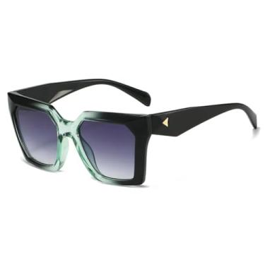 Imagem de HPIRME Óculos com armação degradê, unissex, estilo retrô, luxo, proteção UV400 (preto e verde)