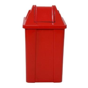 Imagem de Cesto Quadrado Com Tampa Vai-vem 100 Litros Vemelho - jsn