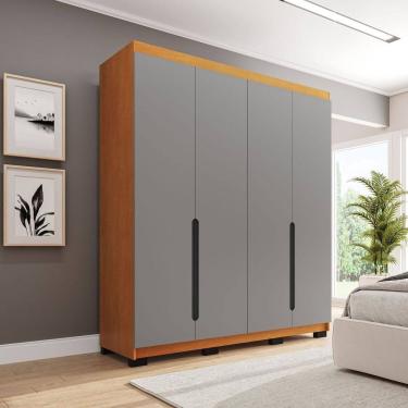 Imagem de Guarda-roupa Casal 4 Portas Bater Madrid Cinza/Freijó